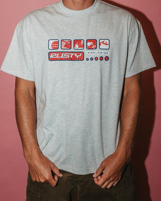 Man wearing Second Summer Short Sleeve Tee in Ecru Marle