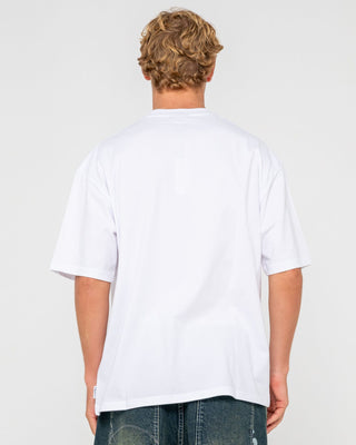 Man wearing Tidal Kombat Short Sleeve Tee in White 2