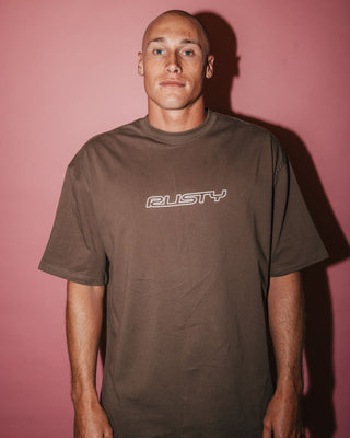 Man wearing Flip Daddy Short Sleeve Tee in Pinecone