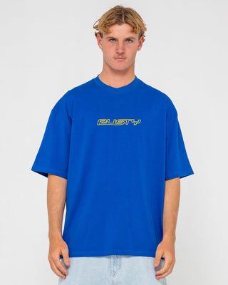 Man wearing Flip Daddy Short Sleeve Tee in Royal Blue