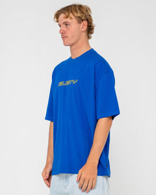 Man wearing Flip Daddy Short Sleeve Tee in Royal Blue