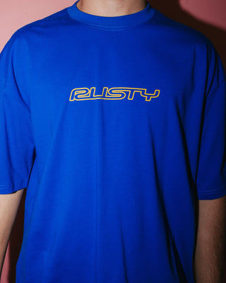 Man wearing Flip Daddy Short Sleeve Tee in Royal Blue