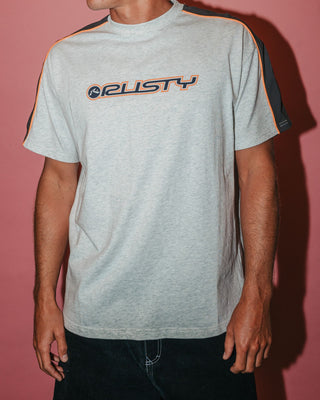 Man wearing Alonso Short Sleeve Tee in Ecru Marle