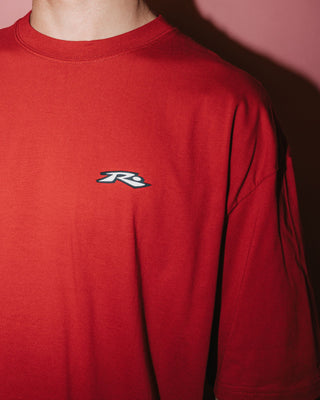 Man wearing Registered Short Sleeve Tee in Vintage Red