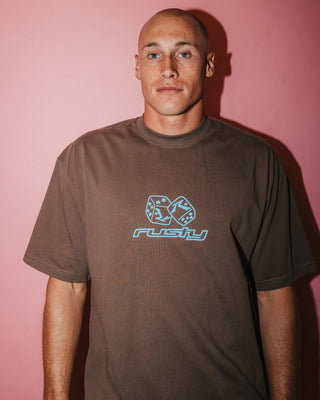 Man wearing Double Or Nothin Short Sleeve Tee in Pinecone