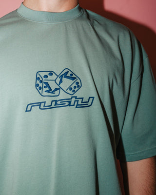 Man wearing Double Or Nothin Short Sleeve Tee in Slate