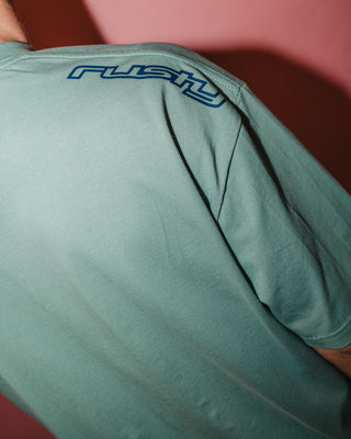 Man wearing Double Or Nothin Short Sleeve Tee in Slate