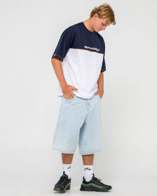 Man wearing Infinity Short Sleeve Tee in White