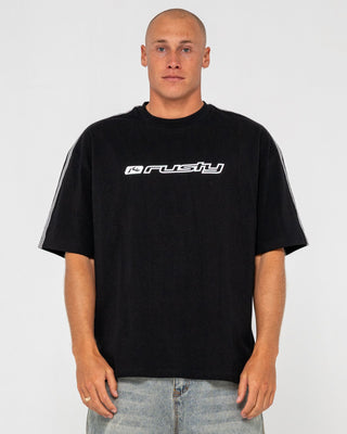 Man wearing Gaffa Taped Short Sleeve Tee in Black
