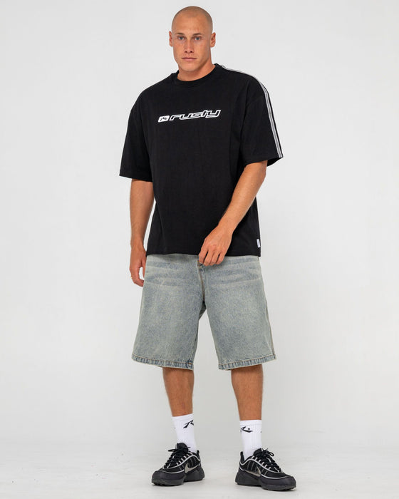 man-wearing-gaffa-taped-short-sleeve-tee-in-black