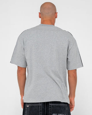 Man wearing Gaffa Taped Short Sleeve Tee in Grey Marle