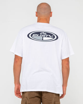 Man wearing Faden Short Sleeve Tee in White