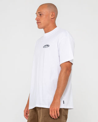 Man wearing Faden Short Sleeve Tee in White