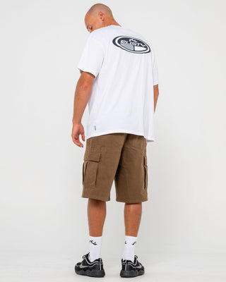 Man wearing Faden Short Sleeve Tee in White