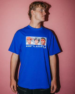 Man wearing Snapshot Short Sleeve Tee in Royal Blue