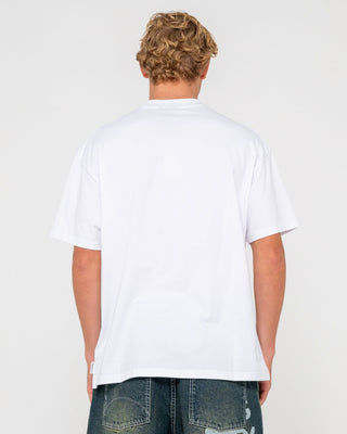 Man wearing Snapshot Short Sleeve Tee in White