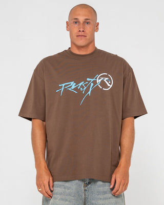 Man wearing Hoodus Short Sleeve Tee in Pinecone