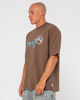 Man wearing Hoodus Short Sleeve Tee in Pinecone