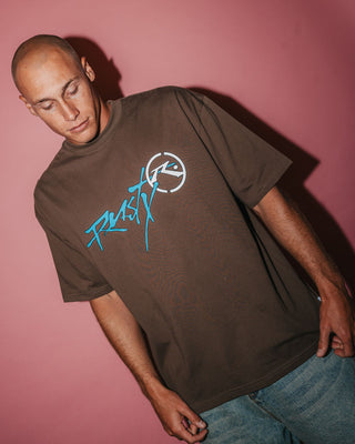 Man wearing Hoodus Short Sleeve Tee in Pinecone