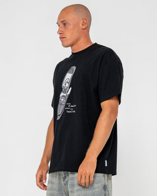 Man wearing Phone A Friend Short Sleeve Tee in Black