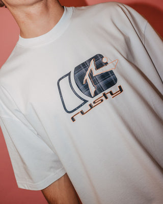 Man wearing Checkout Short Sleeve Tee in White