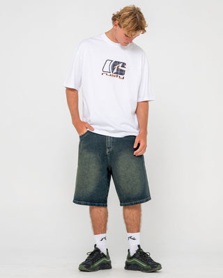 Man wearing Checkout Short Sleeve Tee in White