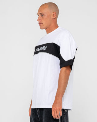 Man wearing Kinetic Short Sleeve Heavy Tee in White