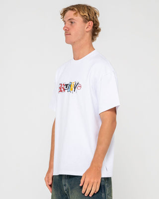 Man wearing Ransom Short Sleeve Heavy Tee in White