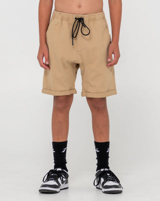 Boy wearing Hooked On Elastic Short Boys in Khaki