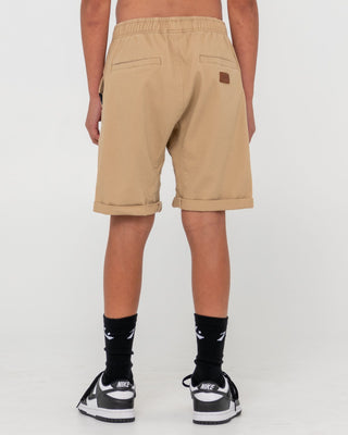 Boy wearing Hooked On Elastic Short Boys in Khaki