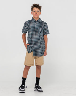 Boy wearing Hooked On Elastic Short Boys in Khaki