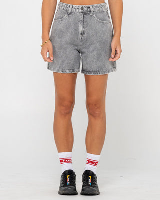 Woman wearing Cyprus High Denim Short in London Summer