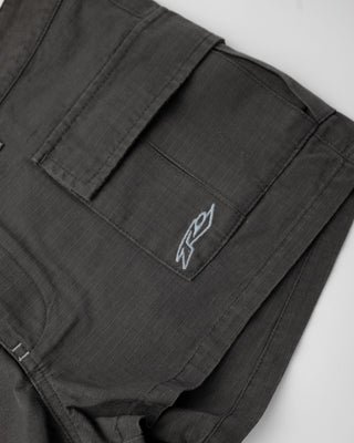 Woman wearing Tempo Low Rise Ripstop Cargo Short in Washed Black