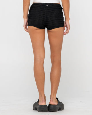 Woman wearing Bloomed Not Blossomed Mini Short in Black