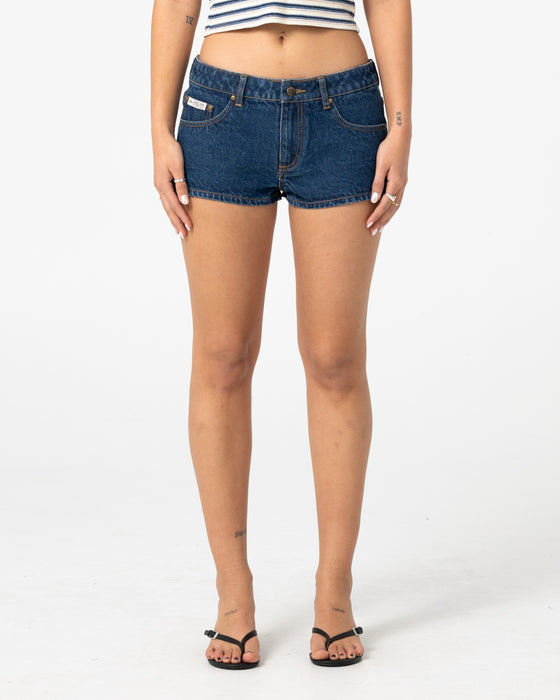 woman-wearing-lemmy-low-rise-micro-mini-short-in-deep-sea-blue