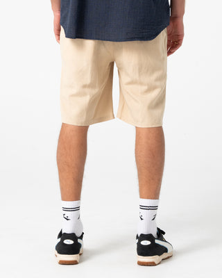 Man wearing Overtone Elastic Short in Light Fennel