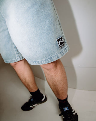 Man wearing Manila Heritage Jort in Hard Hat Blue