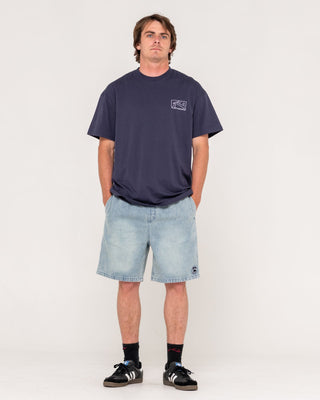 Man wearing Manila Heritage Jort in Hard Hat Blue