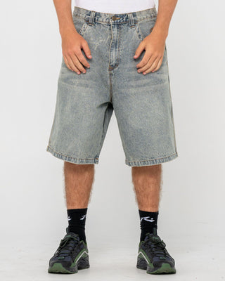 Man wearing Flip Daddy Life Cycle Jort in Dirty Dawg