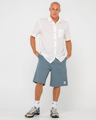 Man wearing Vapor Elastic Short in China Blue