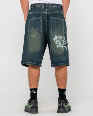 Man wearing Stone Cold Baggy Jort in Dark N Dirty