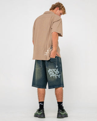 Man wearing Stone Cold Baggy Jort in Dark N Dirty