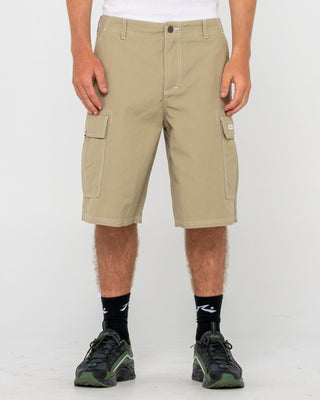 Man wearing Commando Rippa Cargo Short in Putty