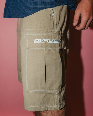 Man wearing Commando Rippa Cargo Short in Putty