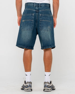 Man wearing Flip Daddy Tapeless Jort - Dark N Dirty in Dark N Dirty