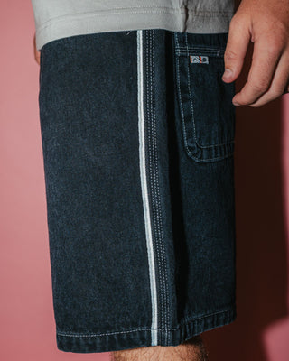 Man wearing Flip Daddy 2.0 Jort - Black Out in Black Out