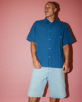 Man wearing Slappa Jort in Sky Blue Heather