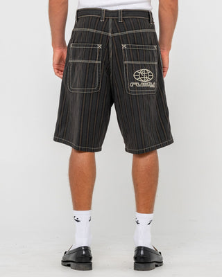 Man wearing Flip Pinstripe Jort in Black