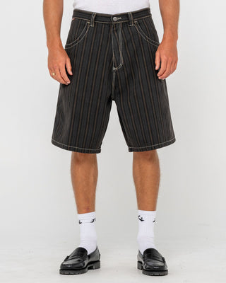 Man wearing Flip Pinstripe Jort in Black