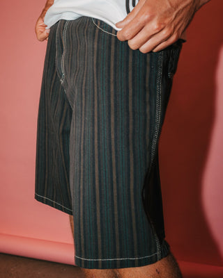 Man wearing Flip Pinstripe Jort in Black